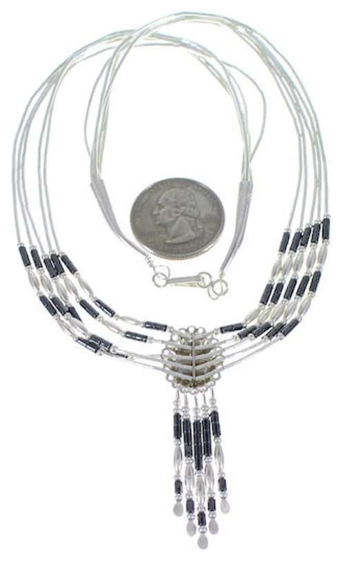 Hand Strung Genuine Liquid Silver Hematite Concho Necklace CN5H