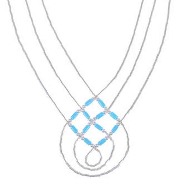 Liquid Silver Blue Turquoise Basket Weave Necklace LS45BT