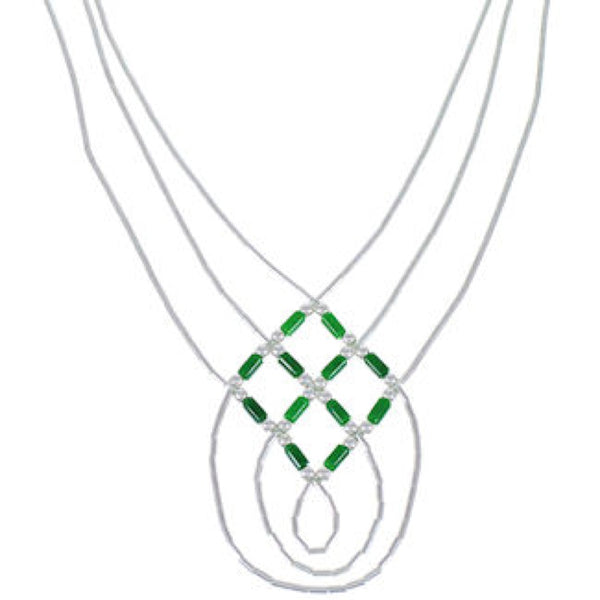 Malachite & Liquid Sterling Silver Basket Weave Necklace LS45M