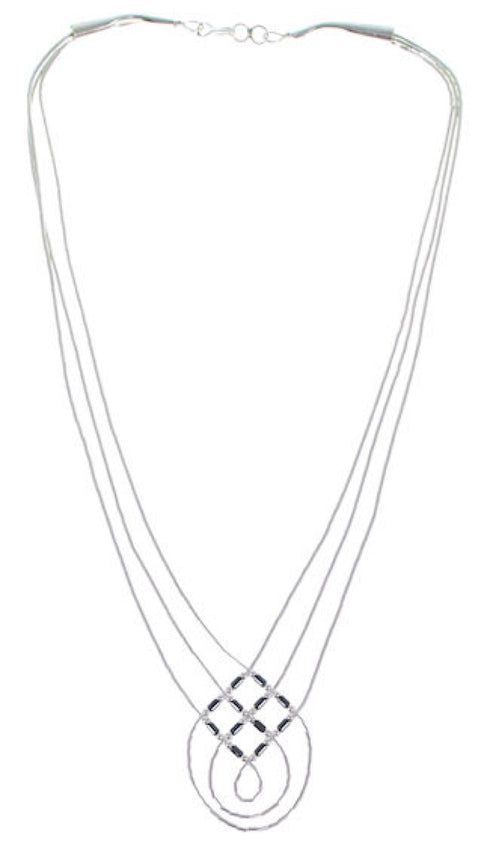 Hematite & Liquid Sterling Silver Basket Weave Necklace LS45H