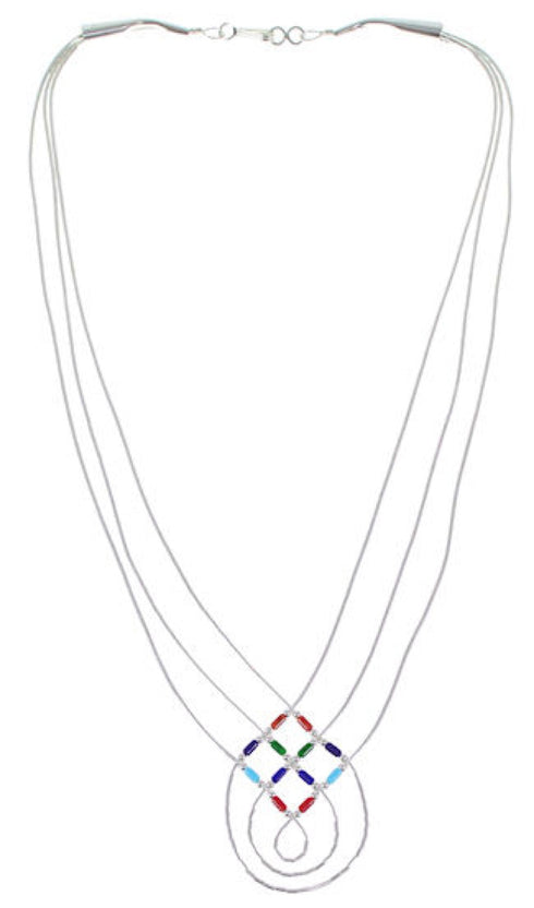 Multicolor & Genuine Liquid Silver Basket Weave Necklace LS45MC