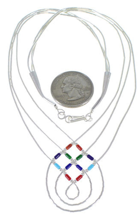 Multicolor & Genuine Liquid Silver Basket Weave Necklace LS45MC