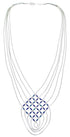 Hand Strung Liquid Silver & Azurite Basket Weave Necklace LS46A