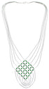 Hand Strung Malachite & Liquid Silver Basket Weave Necklace LS46M