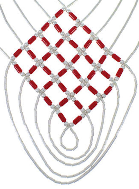 Hand Strung Liquid Sterling Silver And Coral Basket Weave Necklace LS46CR