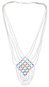 Multicolor & Liquid Sterling Silver Basket Weave Necklace LS46MC