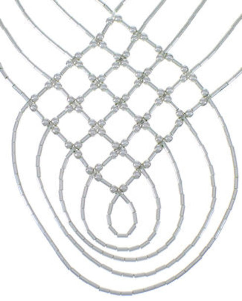 Hand Strung Genuine Liquid Sterling Silver Basket Weave Necklace LS46P
