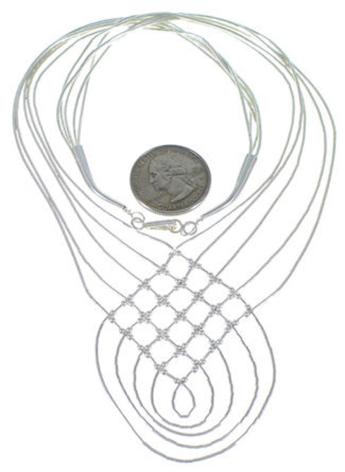 Hand Strung Genuine Liquid Sterling Silver Basket Weave Necklace LS46P