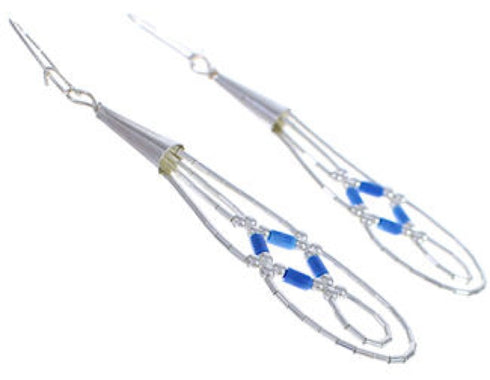 Liquid Silver Denim Lapis Basket Weave Earrings LS44D