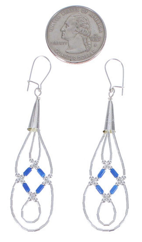 Liquid Silver Denim Lapis Basket Weave Earrings LS44D