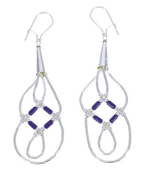 Hand Strung Liquid Silver Sugilite Basket Weave Earrings LS44S