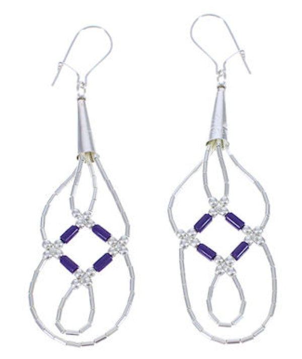 Hand Strung Liquid Silver Sugilite Basket Weave Earrings LS44S