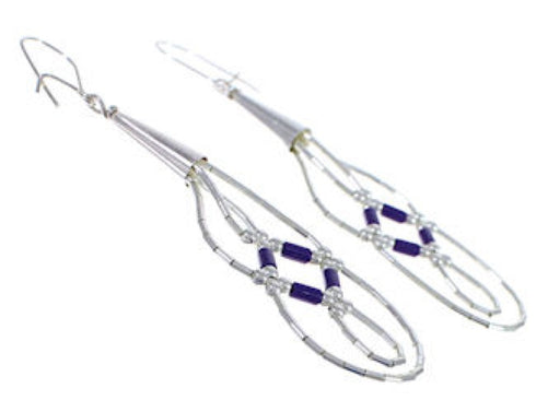 Hand Strung Liquid Silver Sugilite Basket Weave Earrings LS44S