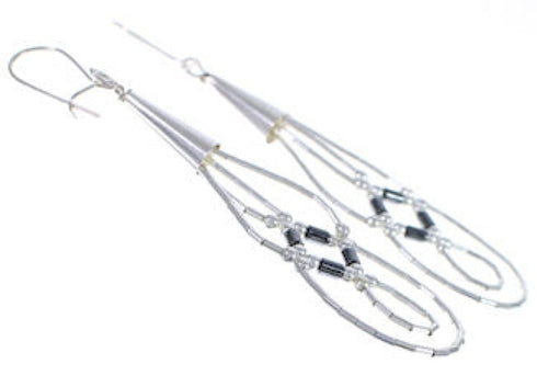 Hematite & Liquid Sterling Silver Basket Weave Earrings LS44H