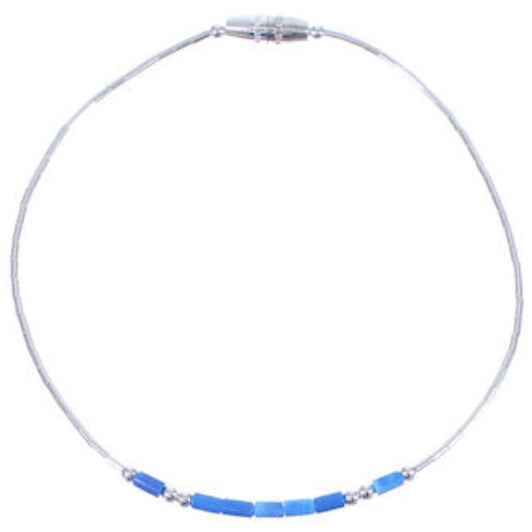 Hand Strung Liquid Silver & Denim Lapis Bead Bracelet Jewelry LS36D