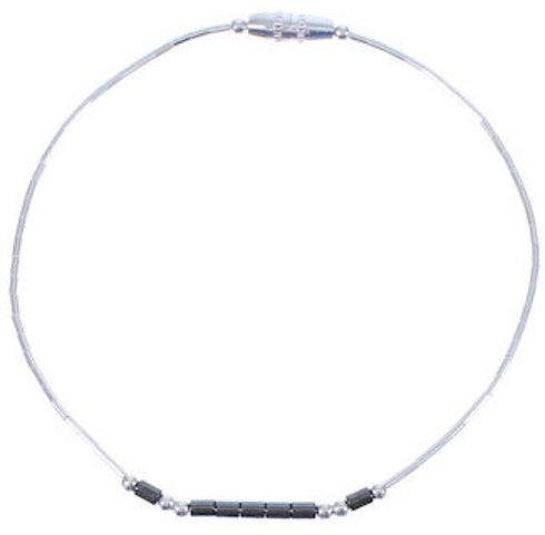 Hand Strung Liquid Silver & Hematite Bead Bracelet Jewelry LS36H