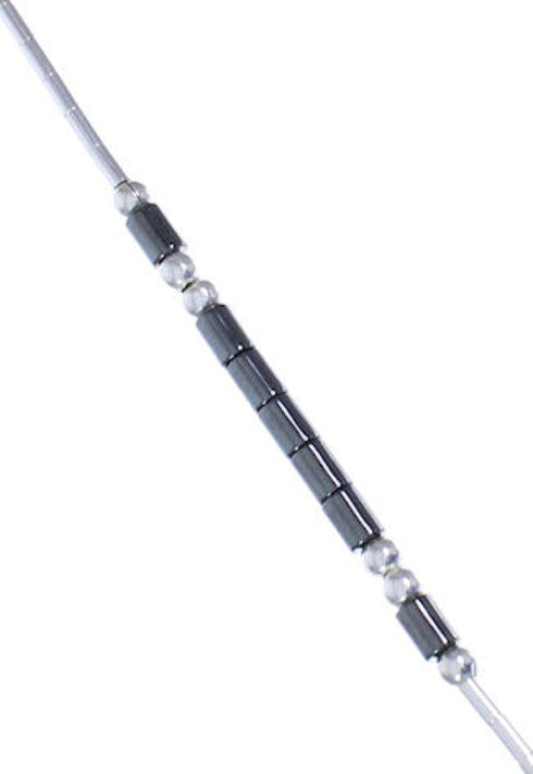 Hand Strung Liquid Silver & Hematite Bead Bracelet Jewelry LS36H
