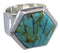 Turquoise Inlay Well-Bulit Silver Ring Size 4-3/4 EX40469