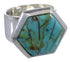 Turquoise Inlay Well-Bulit Silver Ring Size 4-3/4 EX40469