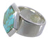 Turquoise Inlay Well-Bulit Silver Ring Size 4-3/4 EX40469