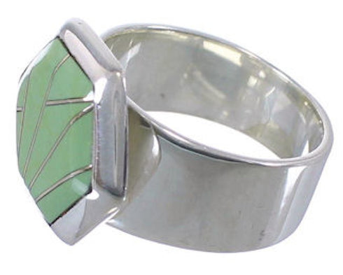 Southwestern Sturdy Turquoise Inlay Ring Size 8-3/4 EX40517