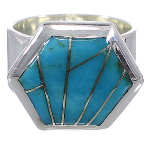 Southwestern Turquoise Sturdy Ring Size 6-3/4 EX40575