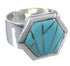 Turquoise Inlay High Quality Silver Ring Size 8-1/4 EX40587