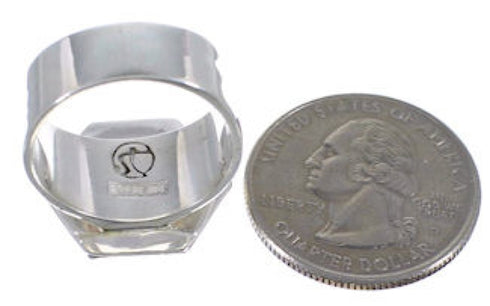 Southwest Turquoise Inlay Sturdy Ring Size 7-3/4 EX40595