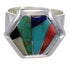 Substantial Multicolor Southwestern Silver Ring Size 8-1/4 EX40715
