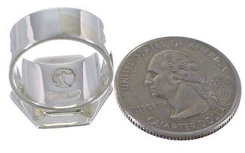 Multicolor Inlay Sterling Silver Heavy Ring Size 5-1/4 EX40741