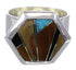 Sterling Silver Multicolor Inlay Heavy Ring Size 5-3/4 EX40743