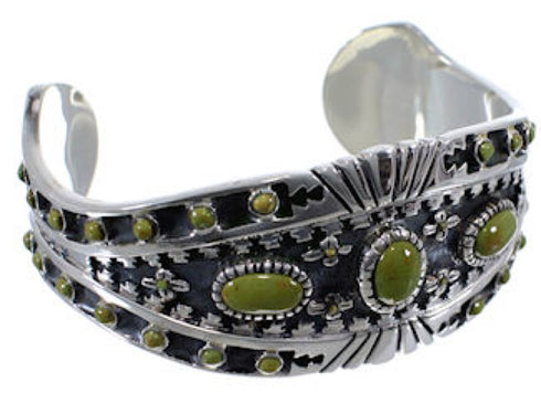 Southwest Turquoise Sterling Silver Well-Built Cuff Bracelet EX28246