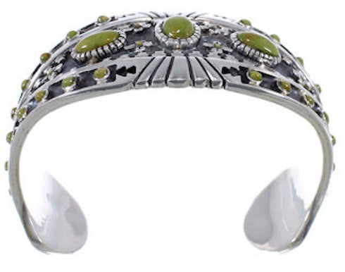 Southwest Turquoise Sterling Silver Well-Built Cuff Bracelet EX28246