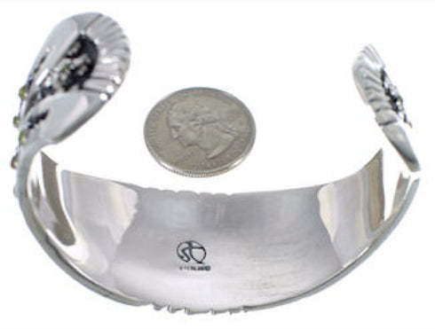 Southwest Turquoise Sterling Silver Well-Built Cuff Bracelet EX28246