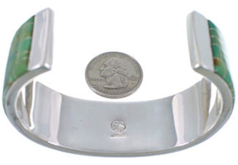 Turquoise Inlay High Quality Sterling Silver Cuff Bracelet EX28218