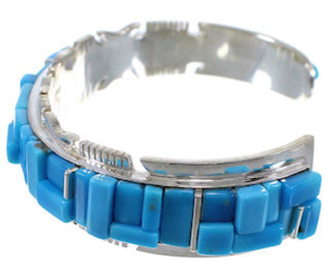 Turquoise Southwestern Jewelry Sturdy Silver Cuff Bracelet EX28237