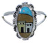 Silver Multicolor Native American Village Design Ring Size 8 TX40815