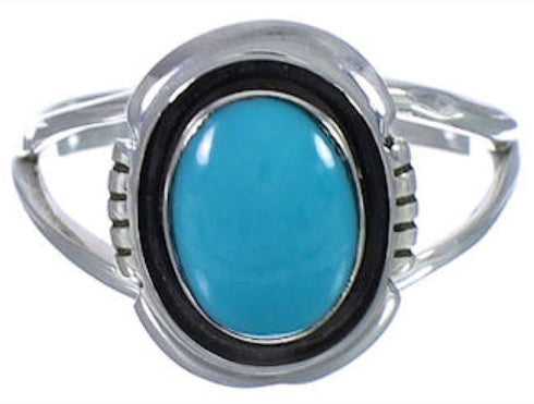 Southwestern Sterling Silver Jewelry Turquoise Ring Size 5-1/4 TX41805
