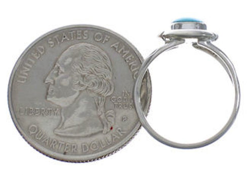 Southwestern Silver Jewelry Turquoise Ring Size 5-3/4 TX41806