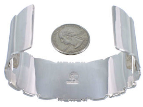 Turquoise Inlay Southwest Sterling Silver Heavy Cuff Bracelet EX28736