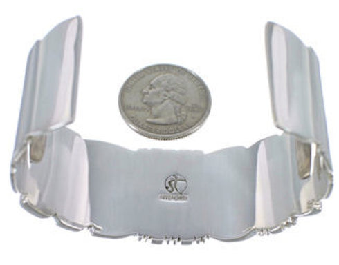 Southwest Multicolor Well-Built Sterling Silver Cuff Bracelet EX28739