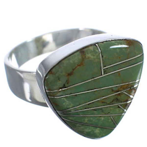 Substantial Turquoise Inlay Silver Jewelry Ring Size 6-1/4 PX40378