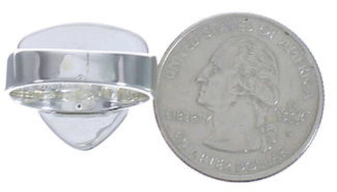 Heavy Sterling Silver Jewelry Turquoise Inlay Ring Size 7-1/2 PX40380