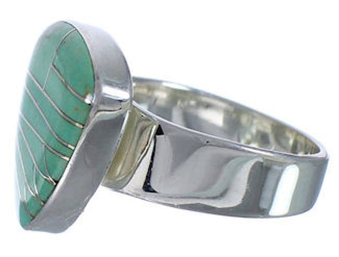 Turquoise Substantial Sterling Silver Jewelry Ring Size 8-1/4 PX40383