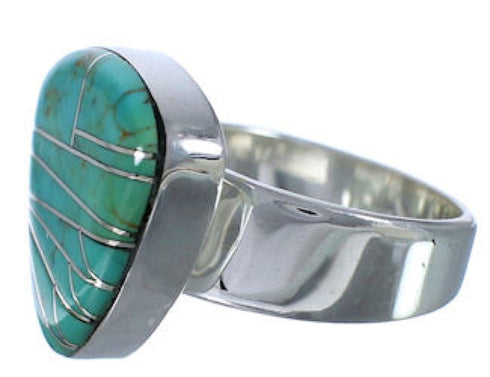 Well- Built Southwest Turquoise Inlay Ring Size 7-3/4 PX40386
