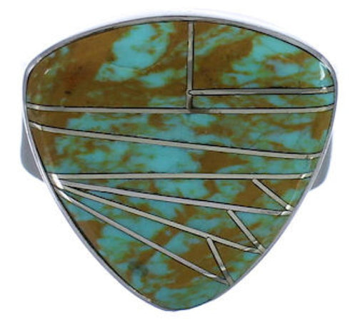 Southwest Heavy Turquoise And Silver Ring Size 6-1/4 PX40389