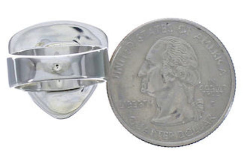 Southwest Turquoise Inlay Jewelry Heavy Silver Ring Size 4-3/4 PX40391