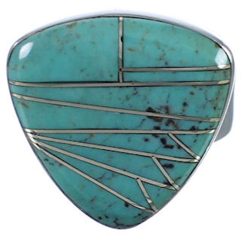 Southwest Turquoise Well-Built Sterling Silver Ring Size 5-3/4 PX40393
