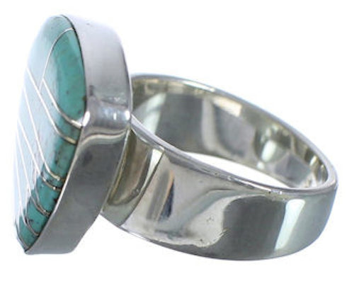 Southwest Turquoise Well-Built Sterling Silver Ring Size 5-3/4 PX40393