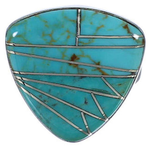 Substantial Jewelry Silver And Turquoise Ring Size 7-3/4 PX40401